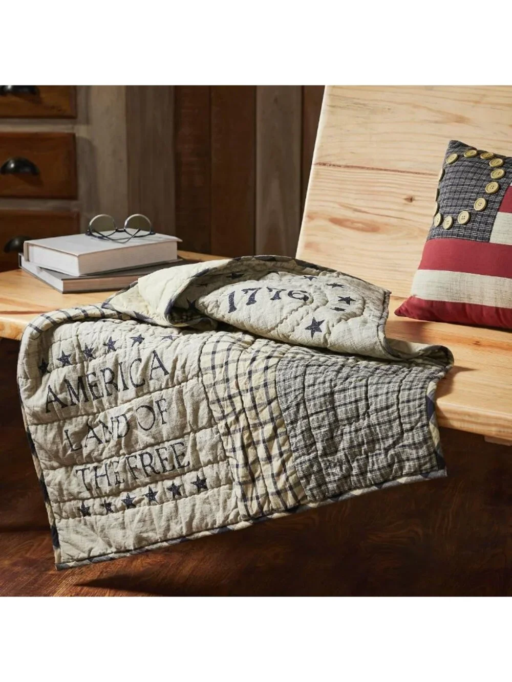 Cozy Cotton Quilted Lap Throw Blanket 32x32 | Country Decor for Bedroom & Living